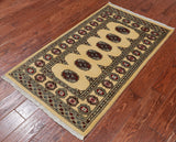 Gold Bokhara Hand-Knotted Wool Rug - 2' 8" X 4' 6"