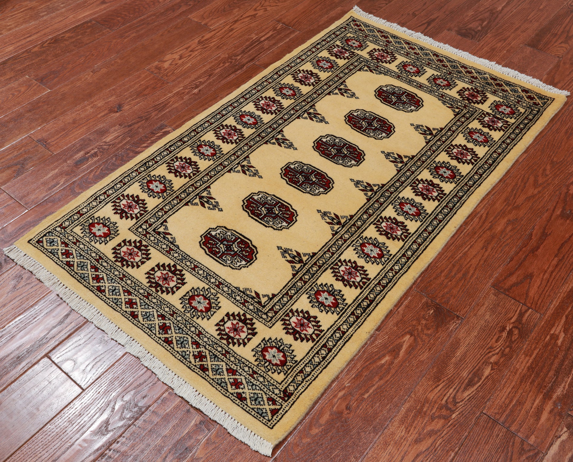 Gold Bokhara Hand-Knotted Wool Rug - 2' 8" X 4' 6"