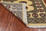 Gold Bokhara Hand-Knotted Wool Rug - 2' 8" X 4' 6"
