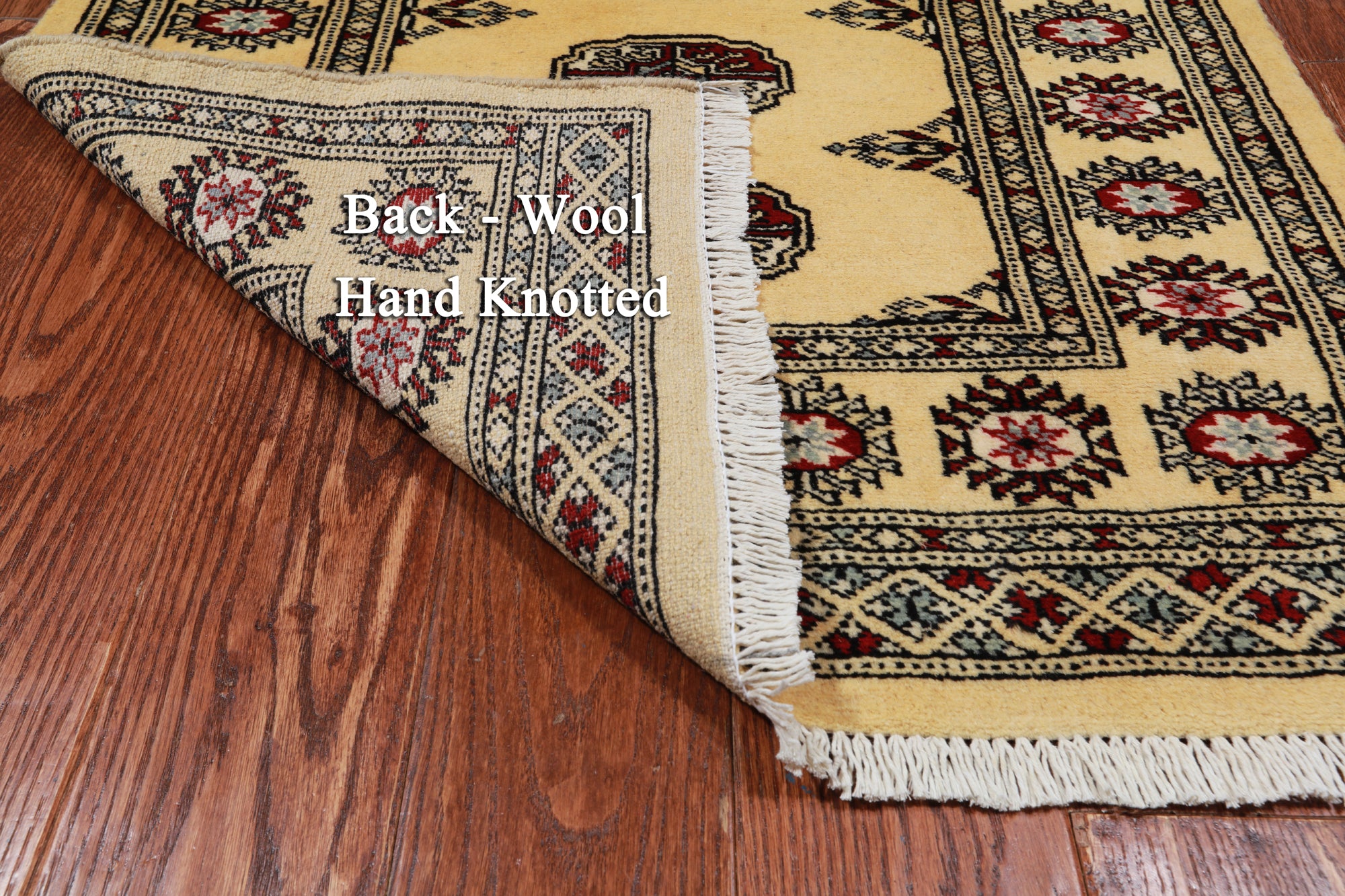 Gold Bokhara Hand-Knotted Wool Rug - 2' 8" X 4' 6"