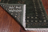 Green Bokhara Hand Knotted Wool Rug - 2' 7" X 4' 2"
