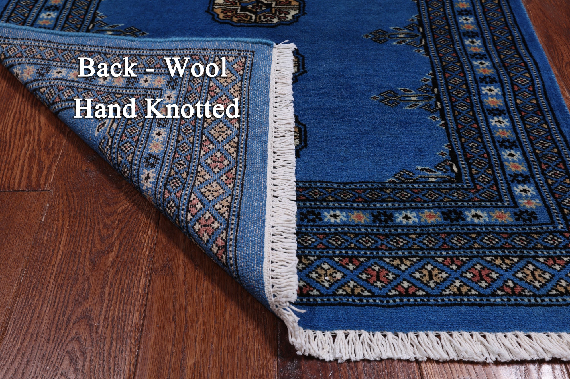 Blue Bokhara Handmade Wool Rug - 2' 7" X 3' 11"
