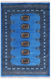 Blue Bokhara Handmade Wool Rug - 2' 7" X 3' 11"