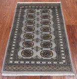 Grey Bokhara Handmade Wool Rug - 2' 6" X 4' 2"