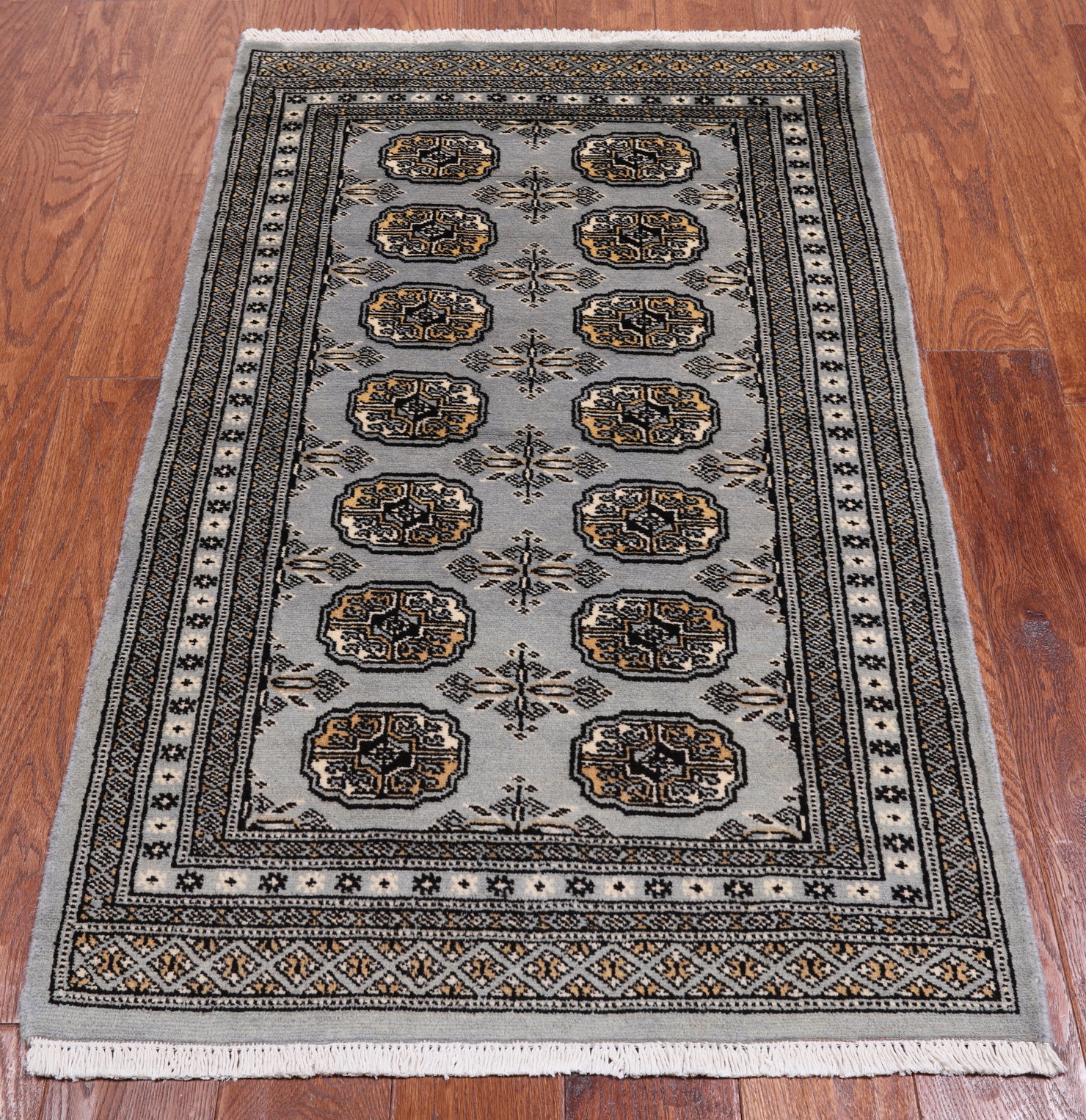 Grey Bokhara Handmade Wool Rug - 2' 6" X 4' 2"