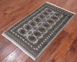 Grey Bokhara Handmade Wool Rug - 2' 6" X 4' 2"