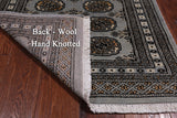 Grey Bokhara Handmade Wool Rug - 2' 6" X 4' 2"