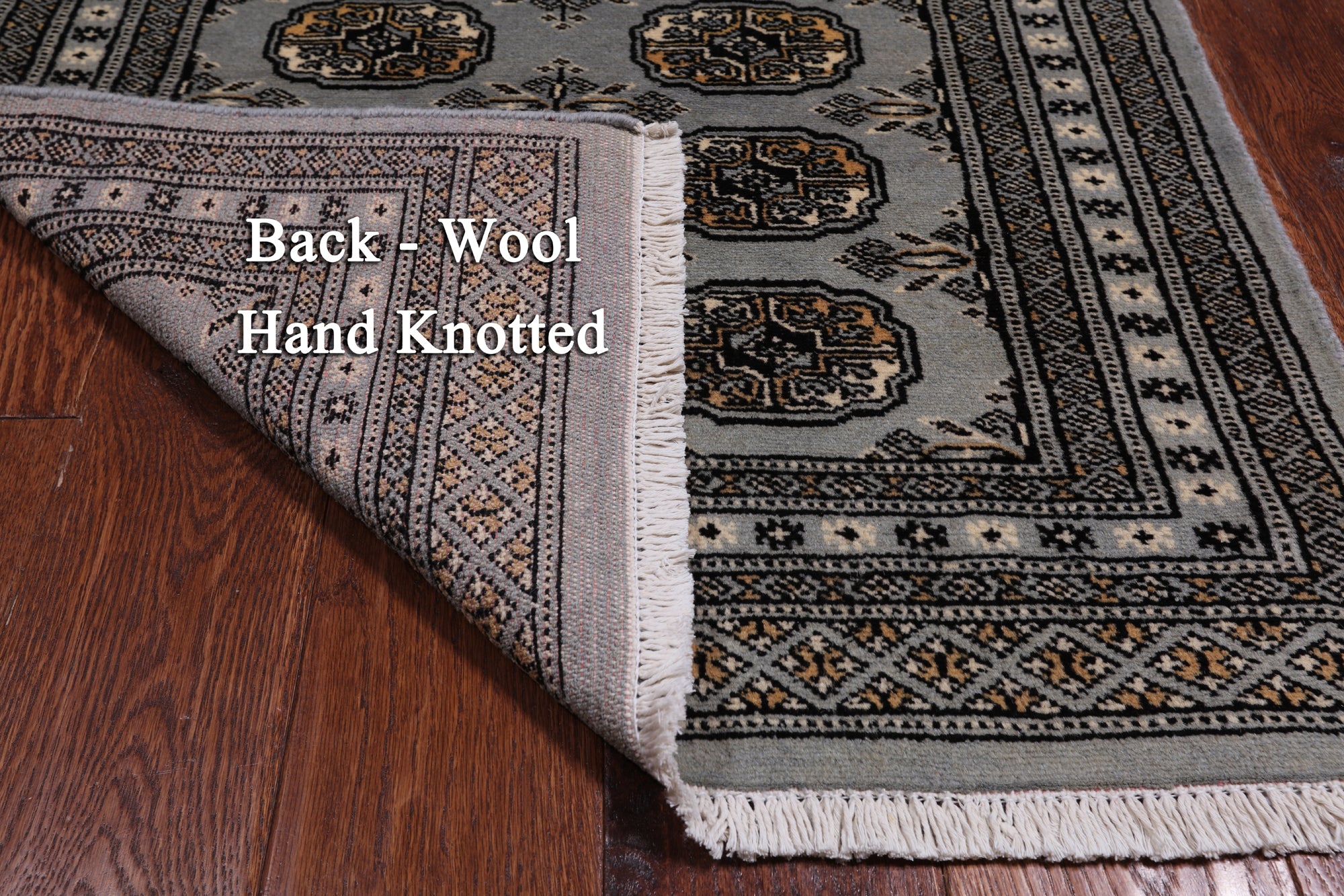 Grey Bokhara Handmade Wool Rug - 2' 6" X 4' 2"