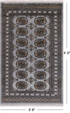 Grey Bokhara Handmade Wool Rug - 2' 6" X 4' 2"