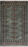 Green Bokhara Handmade Wool Rug - 2' 7" X 4' 1"