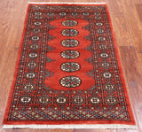 Orange Bokhara Hand Knotted Wool Rug - 2' 6" X 4' 0"