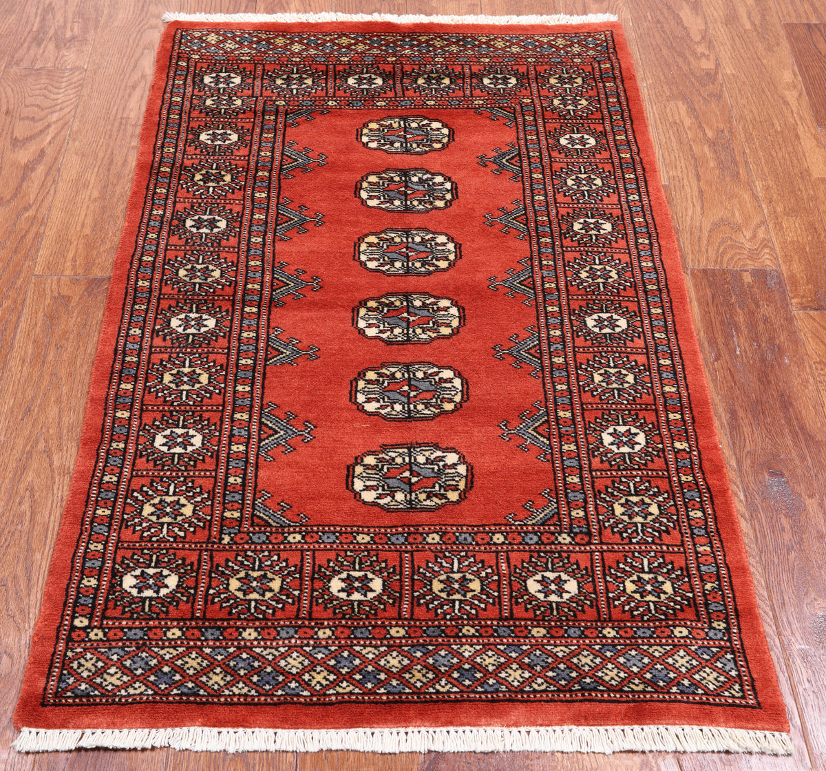 Orange Bokhara Hand Knotted Wool Rug - 2' 6" X 4' 0"