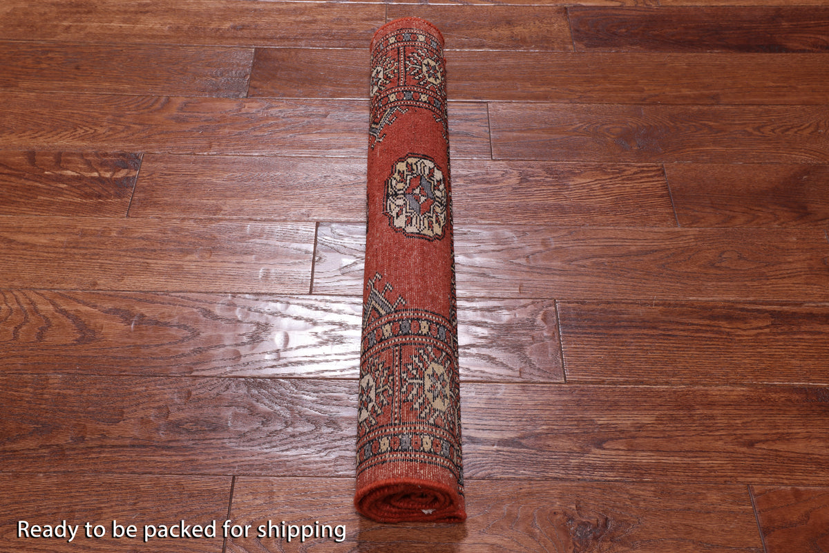 Orange Bokhara Hand Knotted Wool Rug - 2' 6" X 4' 0"