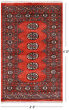 Orange Bokhara Hand Knotted Wool Rug - 2' 6" X 4' 0"