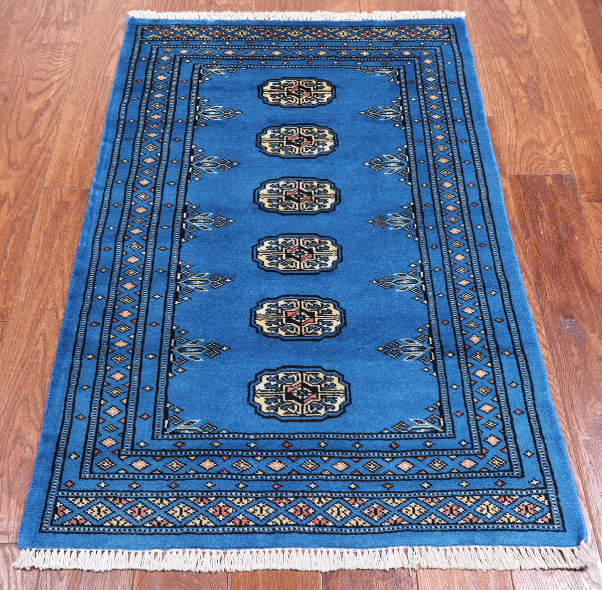 Blue Bokhara Hand-Knotted Wool Rug - 2' 6" X 4' 1"