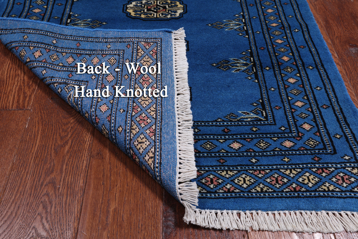 Blue Bokhara Hand-Knotted Wool Rug - 2' 6" X 4' 1"