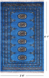 Blue Bokhara Hand-Knotted Wool Rug - 2' 6" X 4' 1"