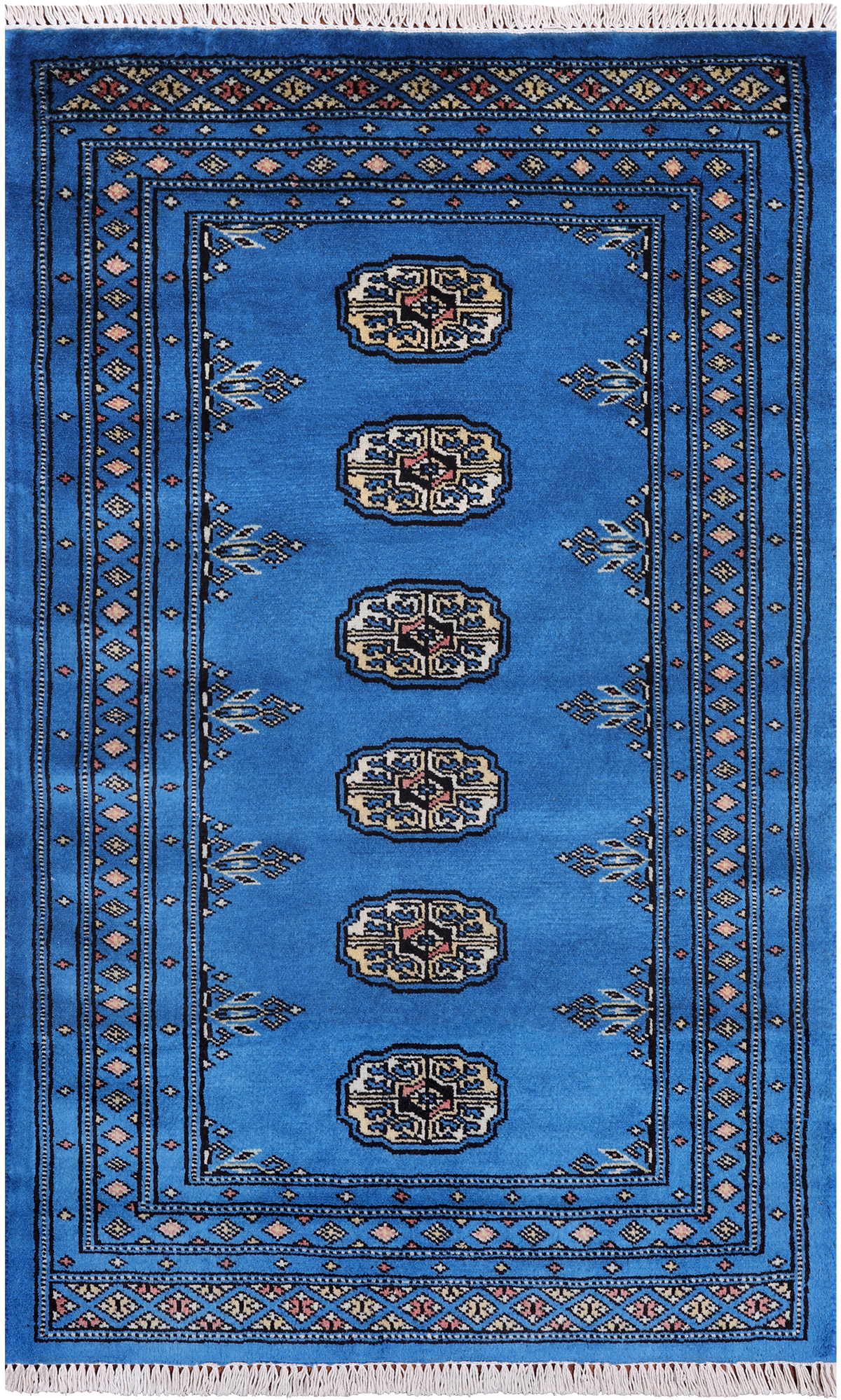Blue Bokhara Hand-Knotted Wool Rug - 2' 6" X 4' 1"