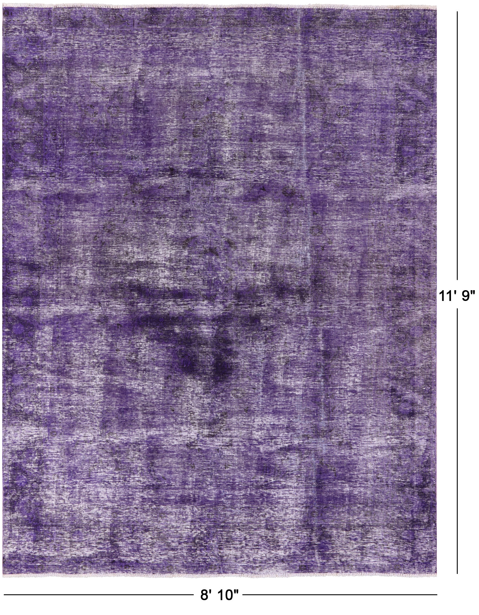 Purple Persian Overdyed Hand Knotted Wool Area Rug - 8' 10" X 11' 9" - Golden Nile