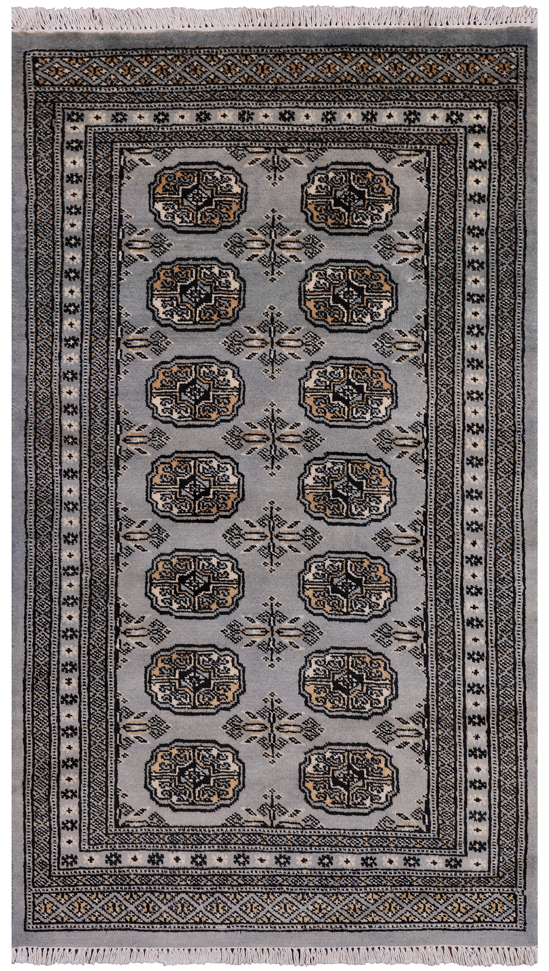 Grey Bokhara Hand-Knotted Wool Rug - 2' 6" X 4' 5"