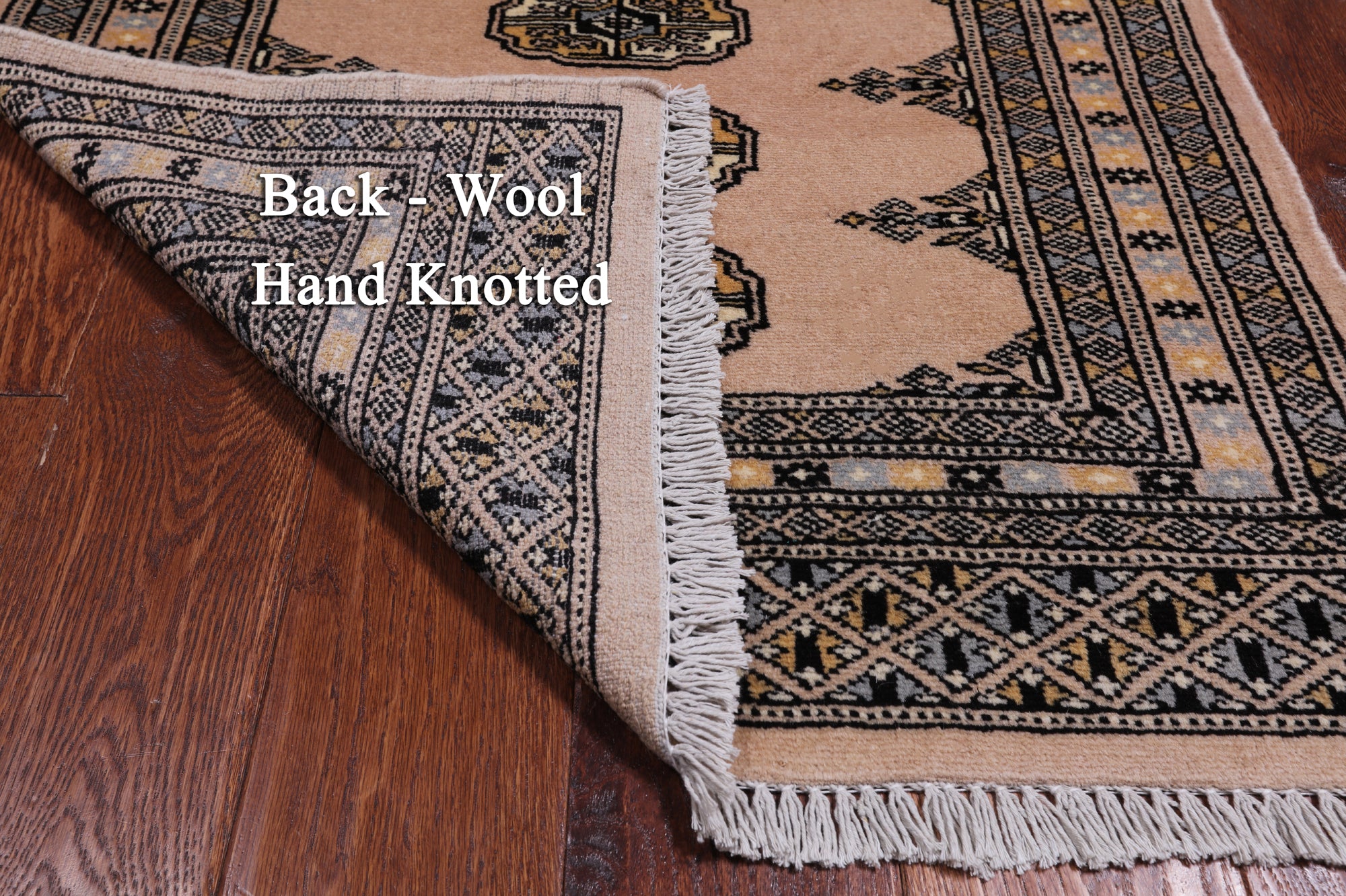 Beige Bokhara Hand-Knotted Wool Rug - 2' 7" X 4' 2"
