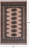 Beige Bokhara Hand-Knotted Wool Rug - 2' 7" X 4' 2"