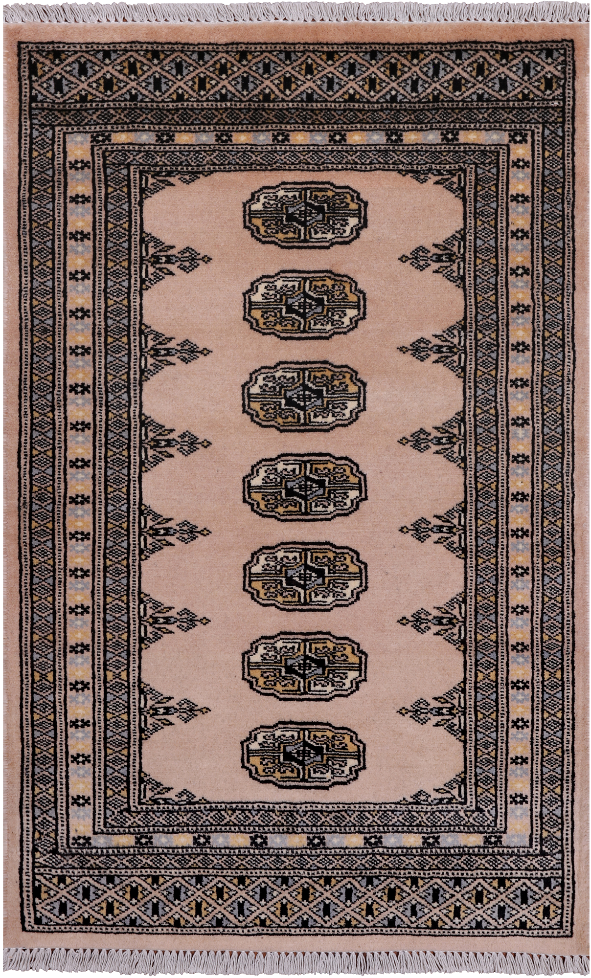 Beige Bokhara Hand-Knotted Wool Rug - 2' 7" X 4' 2"