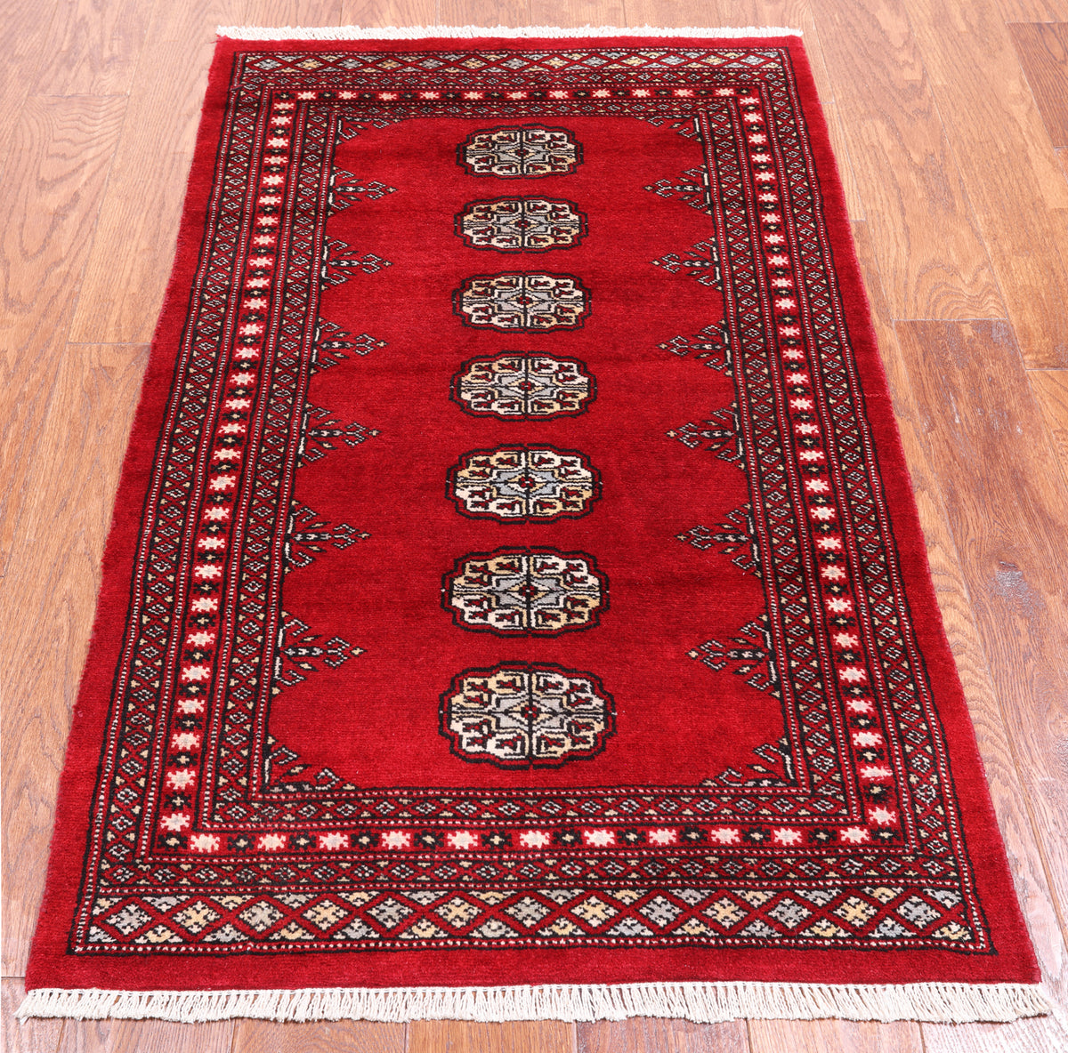 Red Bokhara Handmade Wool Rug - 2' 6" X 4' 2"