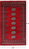 Red Bokhara Handmade Wool Rug - 2' 6" X 4' 2"