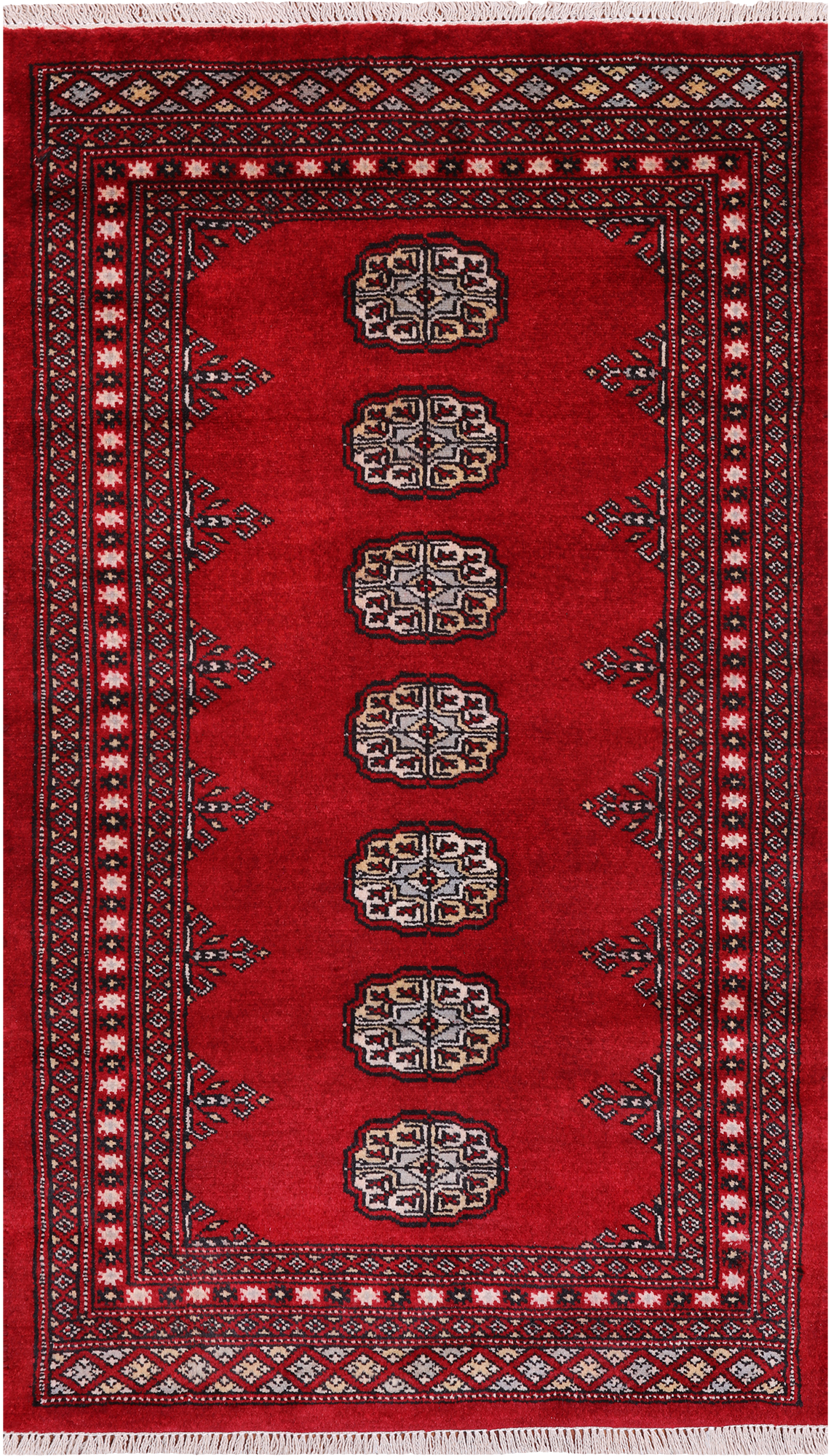 Red Bokhara Handmade Wool Rug - 2' 6" X 4' 2"