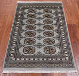Grey Bokhara Hand Knotted Wool Rug - 2' 7" X 4' 0"