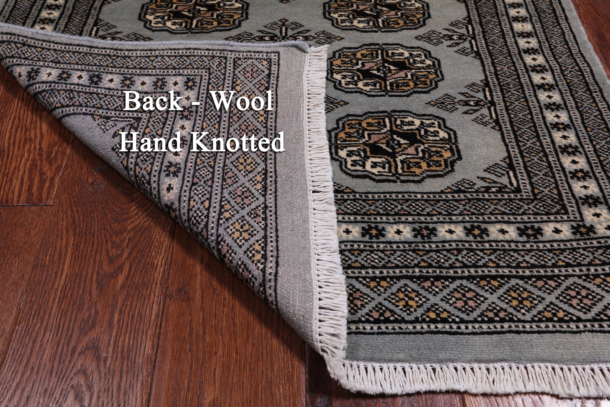 Grey Bokhara Hand Knotted Wool Rug - 2' 7" X 4' 0"