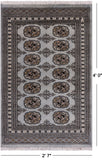 Grey Bokhara Hand Knotted Wool Rug - 2' 7" X 4' 0"