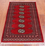 Red Bokhara Hand-Knotted Wool Rug - 2' 6" X 4' 0"