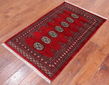 Red Bokhara Hand-Knotted Wool Rug - 2' 6" X 4' 0"