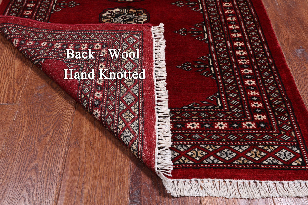 Red Bokhara Hand-Knotted Wool Rug - 2' 6" X 4' 0"