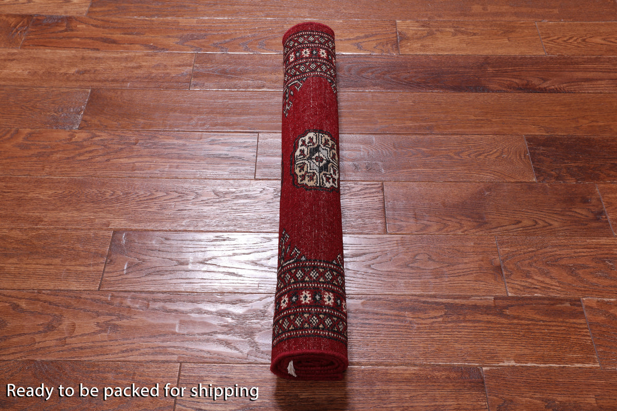 Red Bokhara Hand-Knotted Wool Rug - 2' 6" X 4' 0"