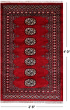 Red Bokhara Hand-Knotted Wool Rug - 2' 6" X 4' 0"