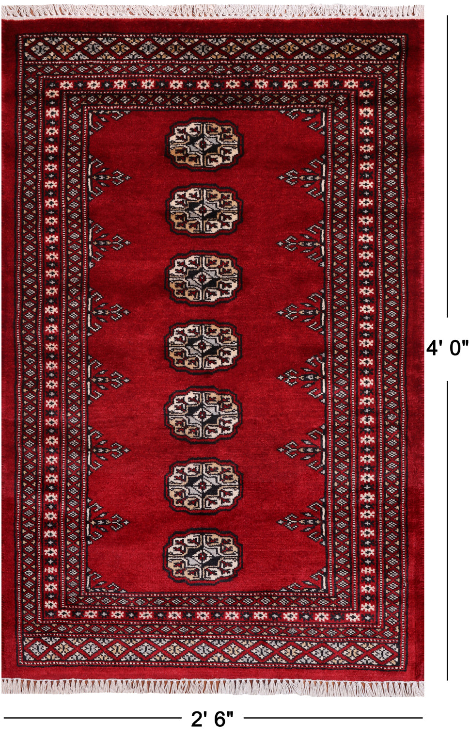Red Bokhara Hand-Knotted Wool Rug - 2' 6" X 4' 0"
