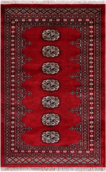 Red Bokhara Hand-Knotted Wool Rug - 2' 6" X 4' 0"
