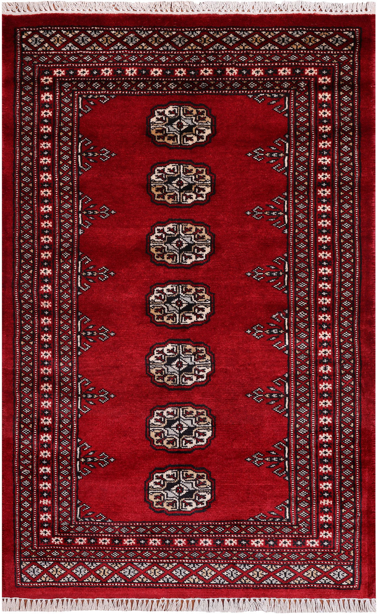 Red Bokhara Hand-Knotted Wool Rug - 2' 6" X 4' 0"