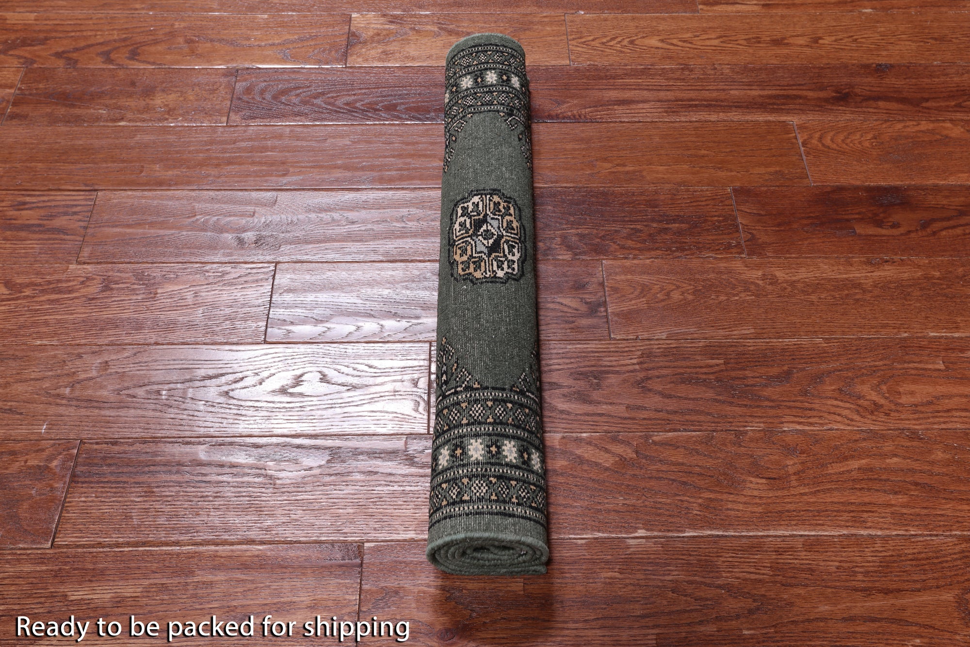 Green Bokhara Hand Knotted Wool Rug - 2' 6" X 4' 0"