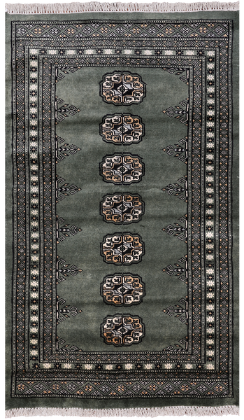 Green Bokhara Hand Knotted Wool Rug - 2' 6" X 4' 0"