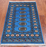 Blue Bokhara Hand-Knotted Wool Rug - 2' 6" X 4' 1"
