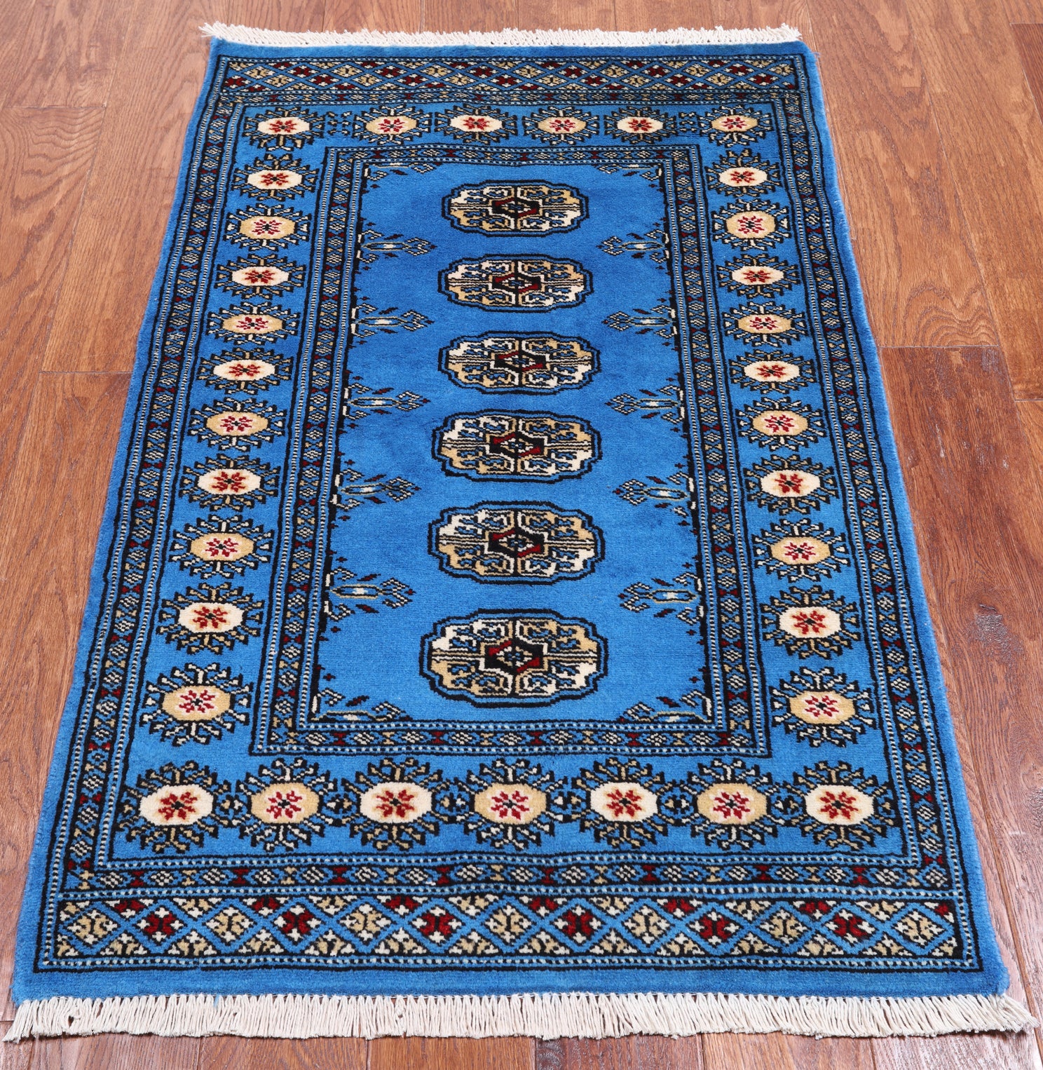 Blue Bokhara Hand-Knotted Wool Rug - 2' 6" X 4' 1"