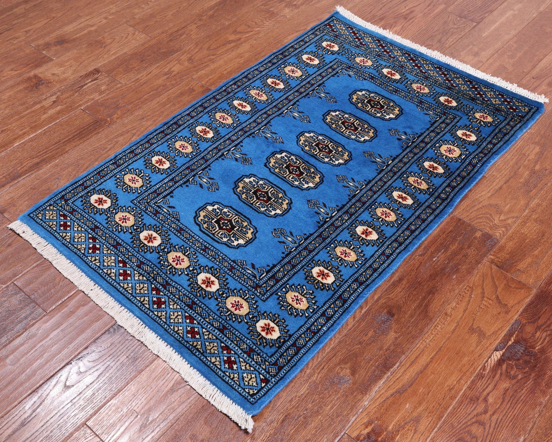 Blue Bokhara Hand-Knotted Wool Rug - 2' 6" X 4' 1"
