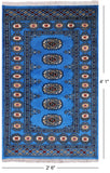 Blue Bokhara Hand-Knotted Wool Rug - 2' 6" X 4' 1"
