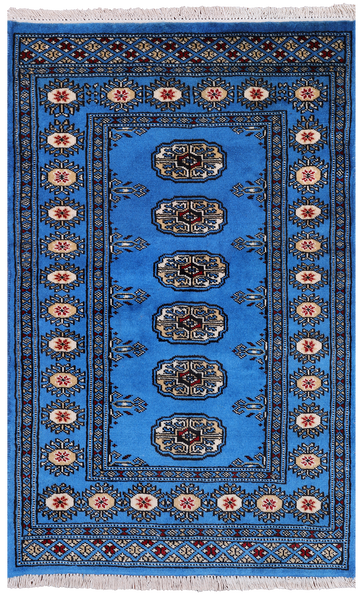 Blue Bokhara Hand-Knotted Wool Rug - 2' 6" X 4' 1"