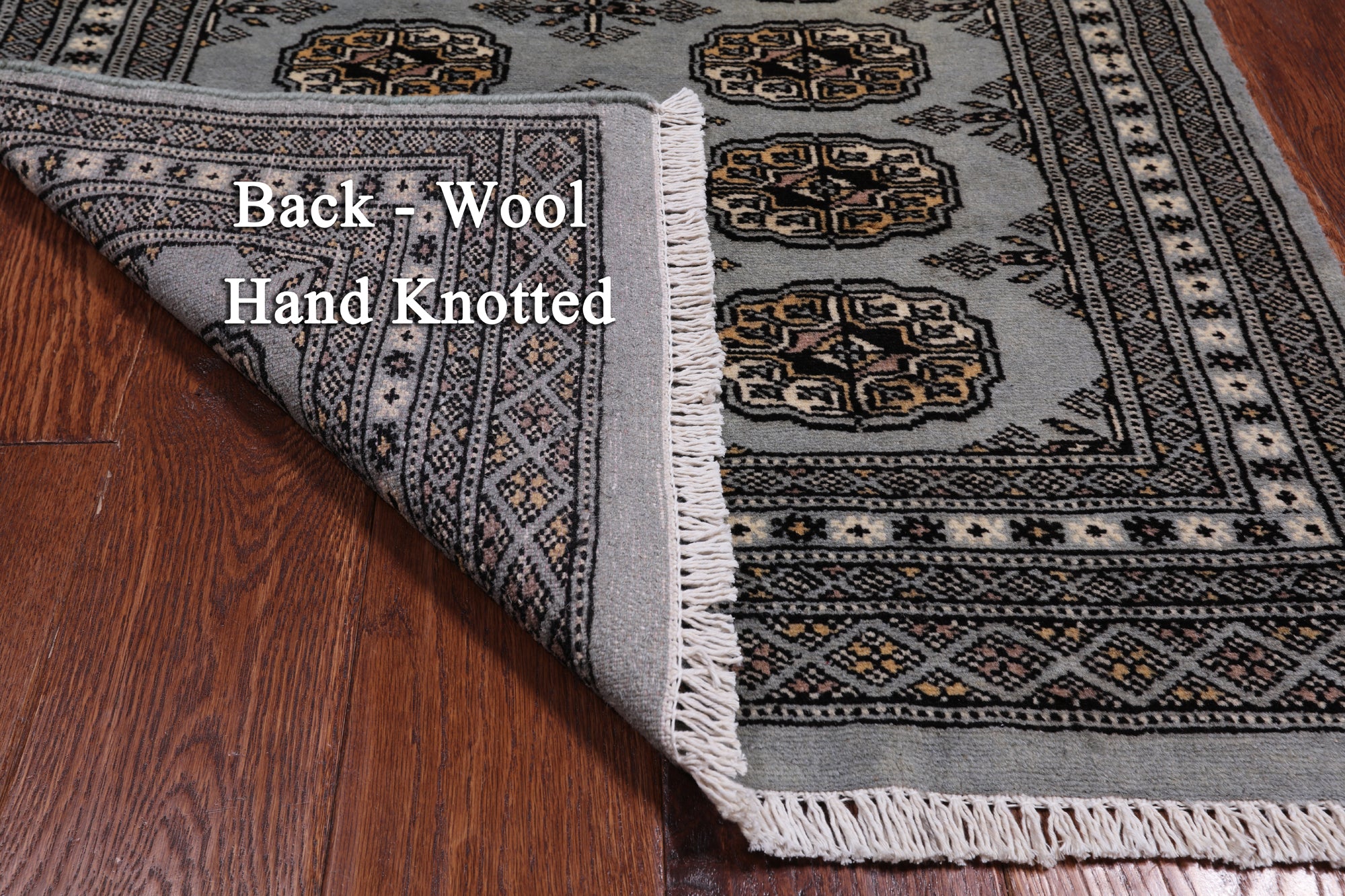 Grey Bokhara Handmade Wool Rug - 2' 7" X 4' 1"