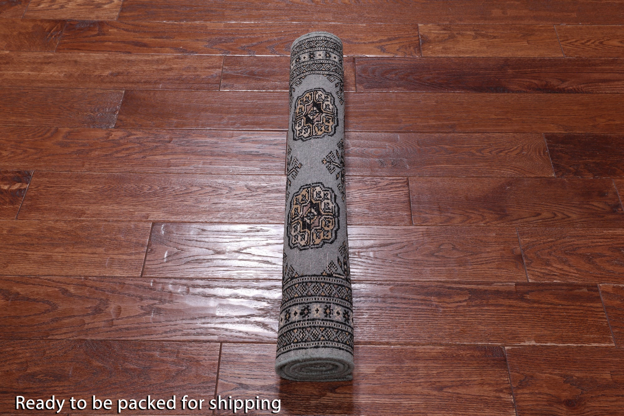 Grey Bokhara Handmade Wool Rug - 2' 7" X 4' 1"